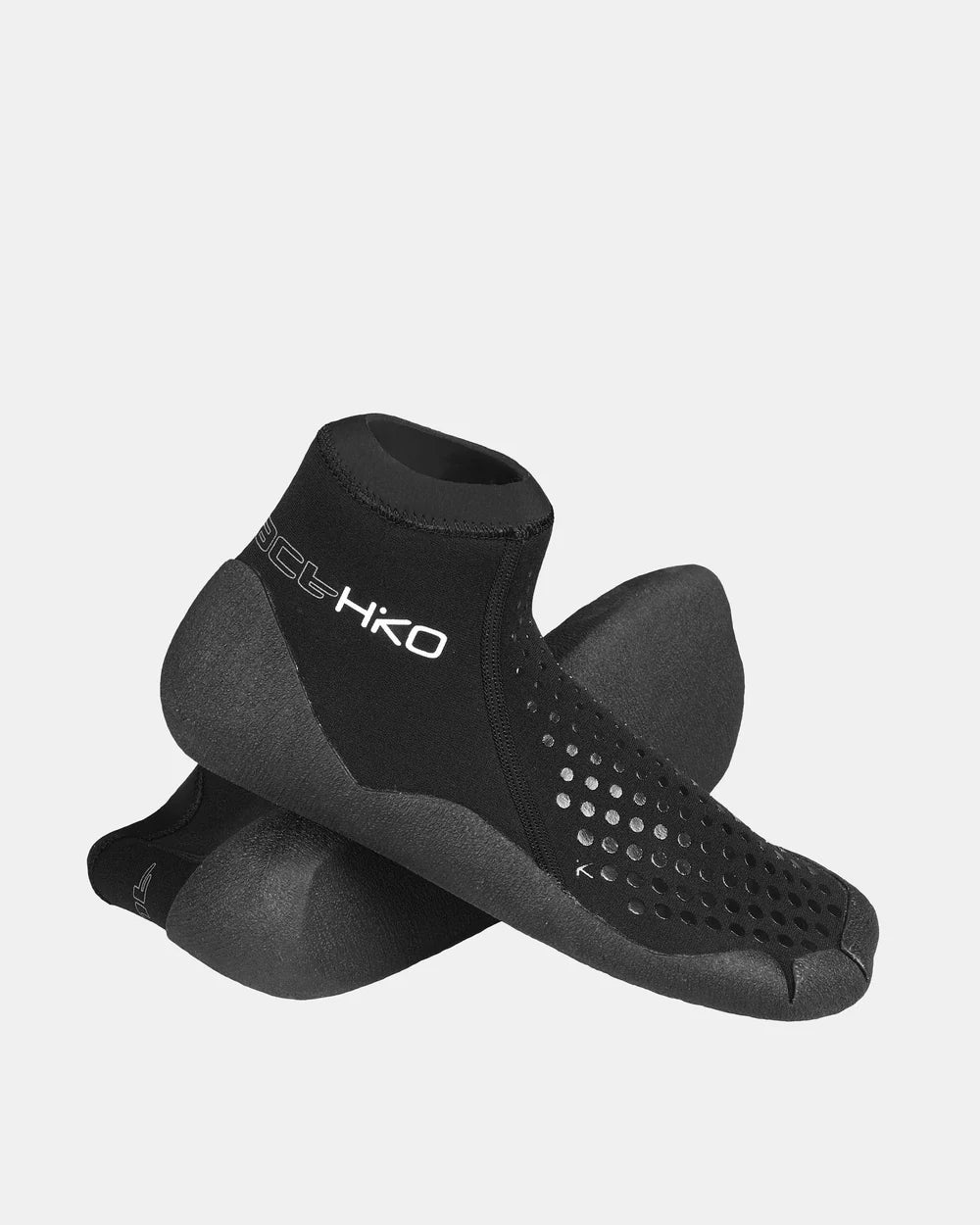 Hiko - pair of contact booties showing Hiko logo