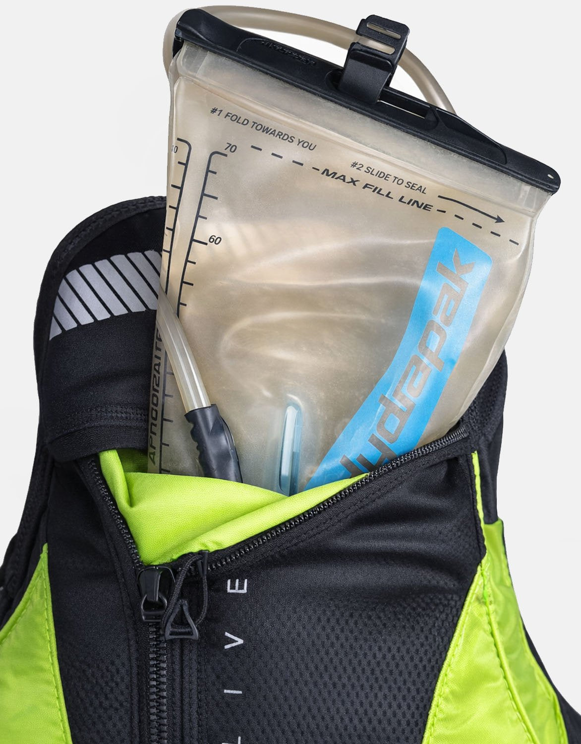 CLOSE UP VIEW OF POCKET WITH WATER PACK IN