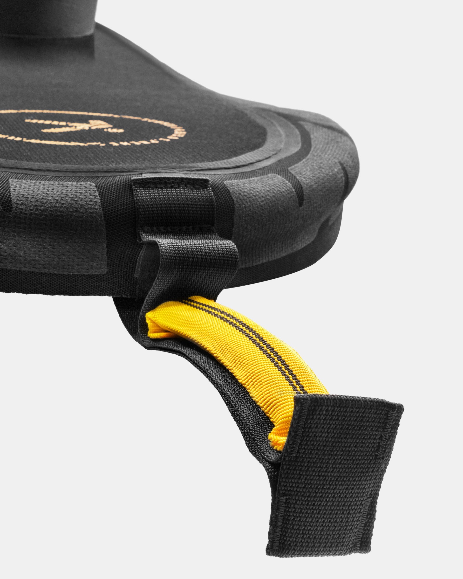 CLOSE UP VIEW RELEASE TAP ON SENSEI DECK - YELLOW AND BLACK PULL TAB