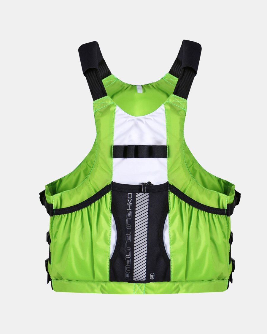 Green and white PFD on a white background