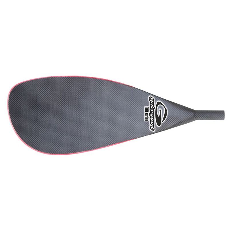 BACK VIEW OF MEG KAYAK CROSS BLADE IN ELIET CARBON WITH WHITE LOGO AND RED EDGING
