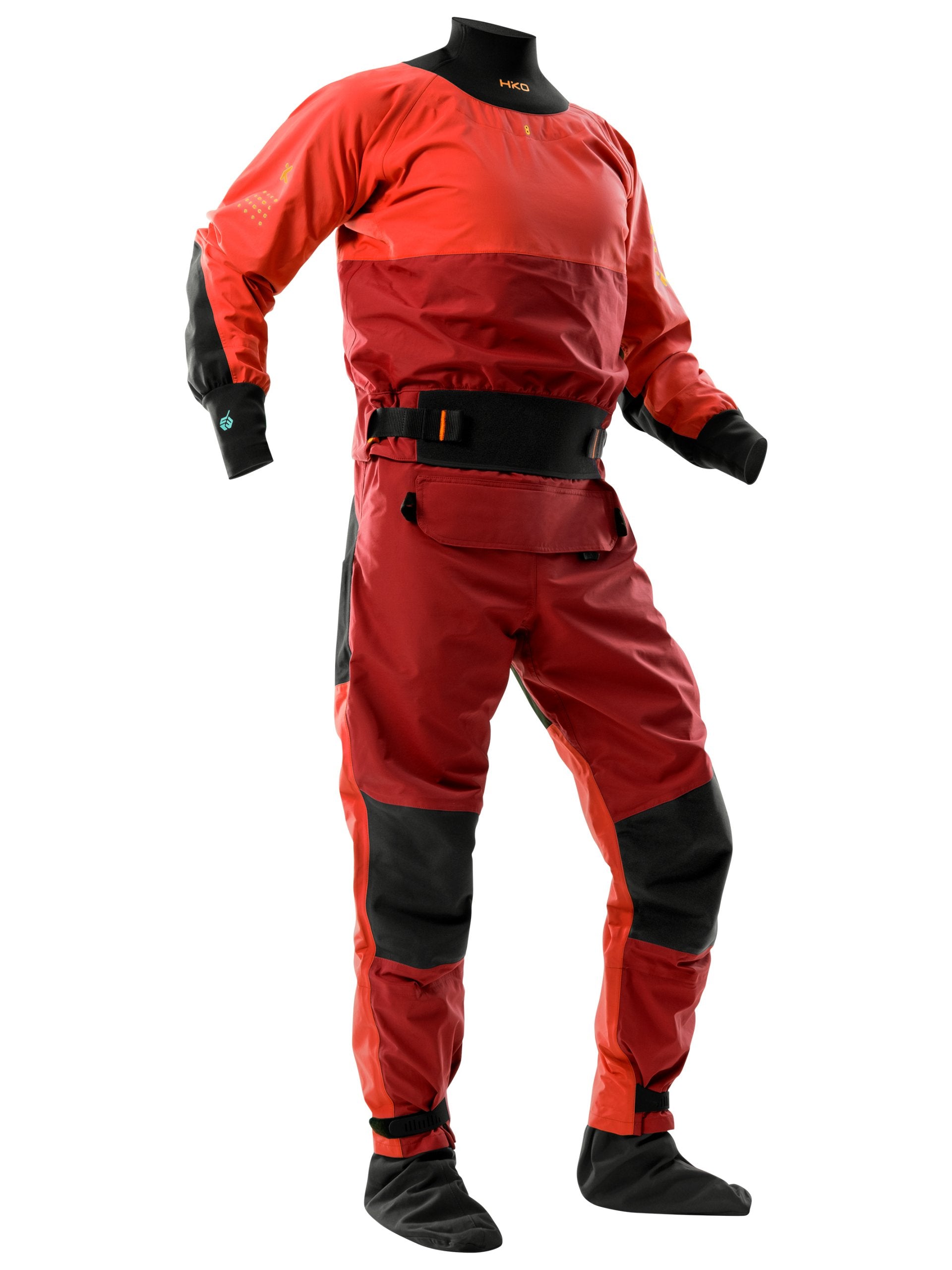 ODIN AIR 4X DRYSUIT IN INFERNO RED - FULL FRONT VIEW