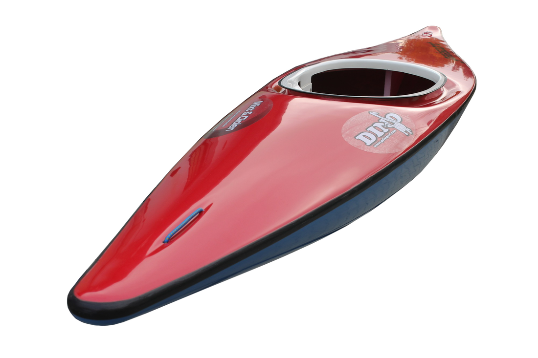 Galasport Dino - childrens kayak shown in red deck and black hull with white logos
