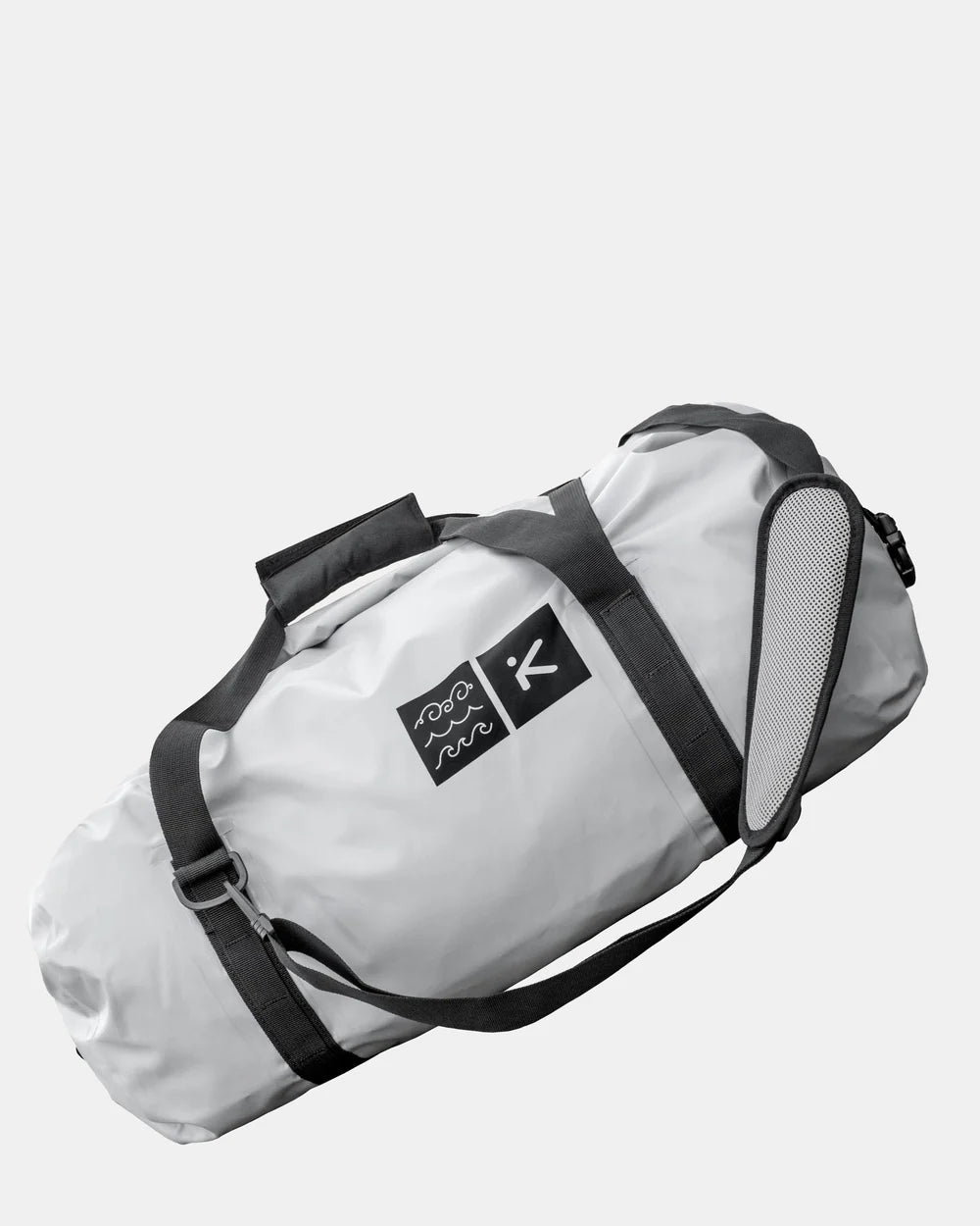 Hiko Rover 40L dry bag - front view in grey  with black logos 