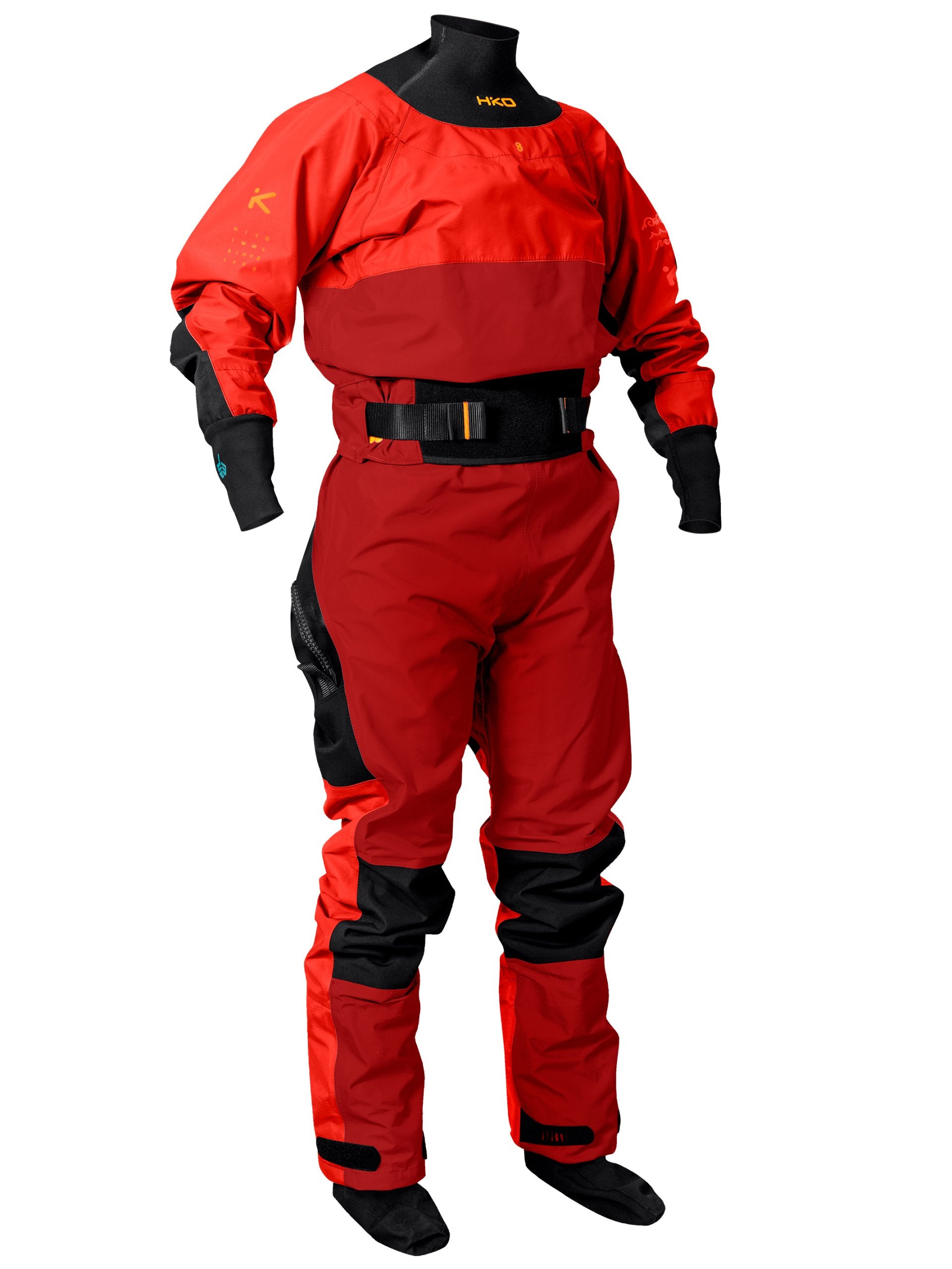 CALYPSO AIR4X WOMENS DRY SUIT - FRONT VIEW INFERNO RED 