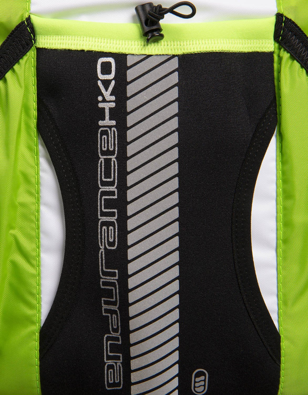 CLOSE UP OF ENDURANCE LOGO BLACK WITH GREEN ON A WHITE BACKGROUND 