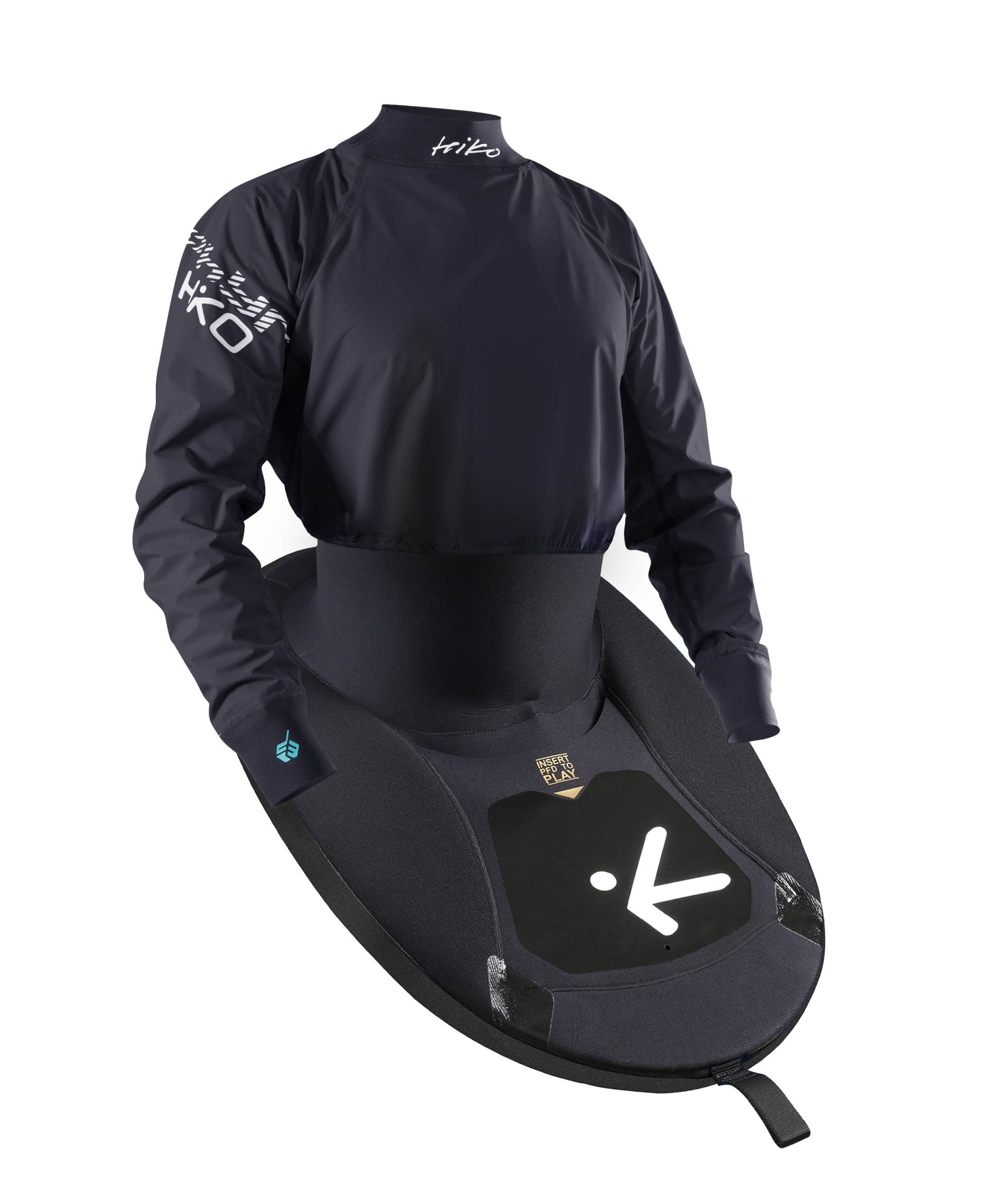 Front view in black  - E1 Jackpot Zephyr topdeck - long sleeved 