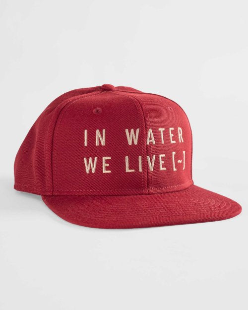 RED CAP WITH LOGO ON WHITE BACKGROUNGD