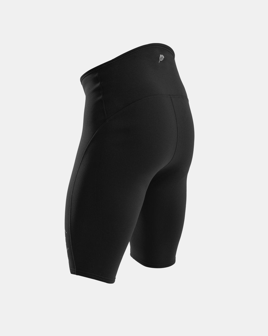Black neoprene shorts for watersports on a white background - back view 