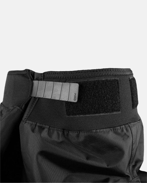 Close up view of flatwater racing waistband in black on white background