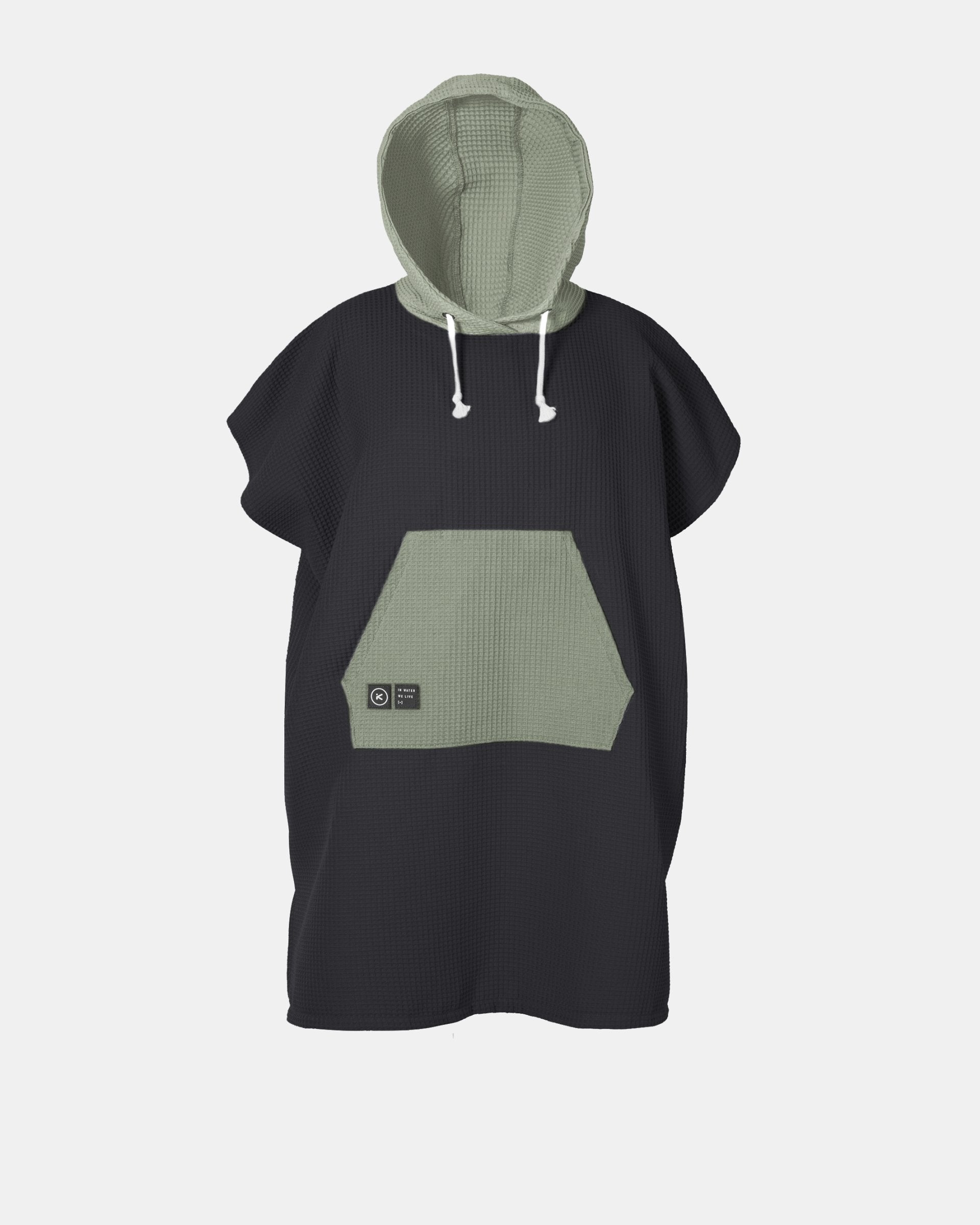 PONCHO - BLACK WITH OLIVE - UNISEX 