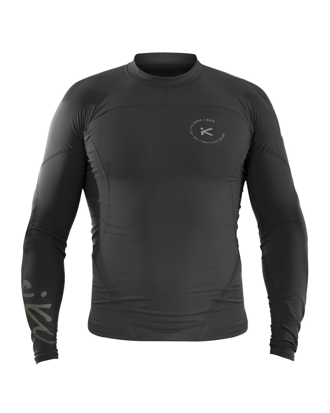 SHADE V4 CROSS LONG SLEEVED TOP - FRONT VIEW SHOWN IN BLACK WITH HIKO LOGOS 